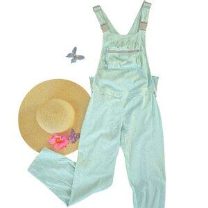 Vintage Size Large Women's Retro Overalls Aqua Fanny Pack Pocket Hemp Organic Co
